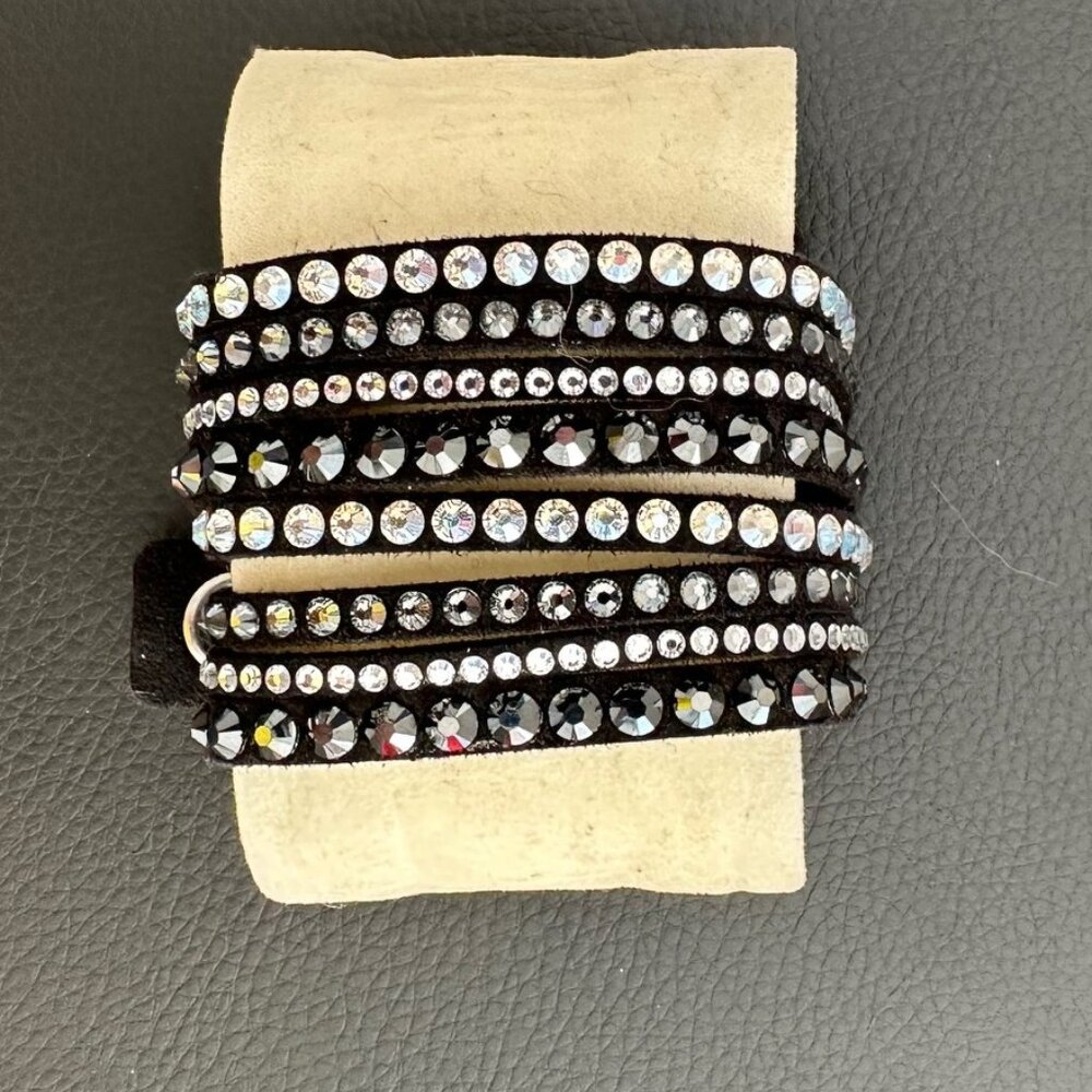 Swarovski Dark Black Double Wrap Slake Bracelet - Picture 3 of 4